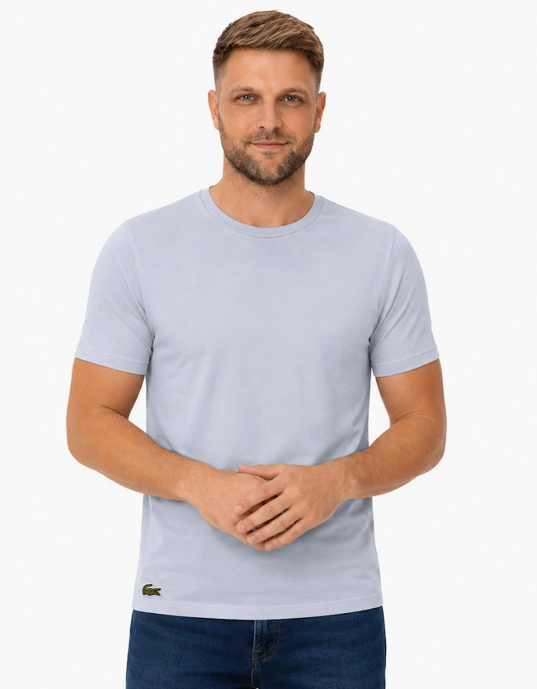 Lacoste 3 Pack Lounge Cotton T-Shirts White/Phoenix Blue/Abyss