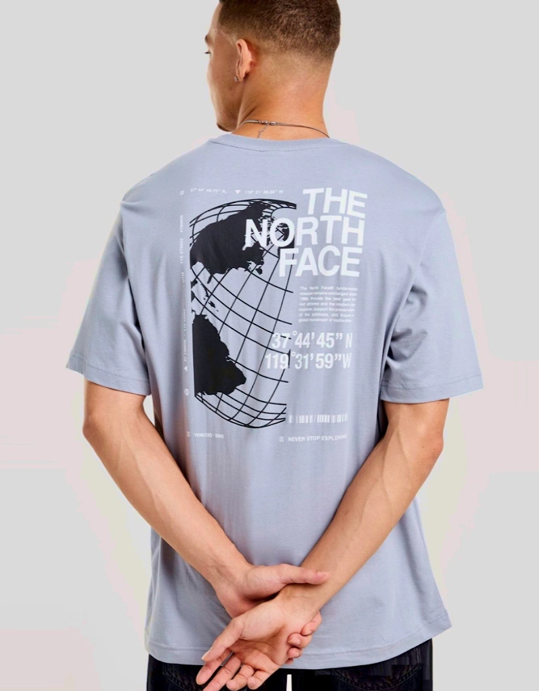 The North Face Mens Globe Reload Relaxed Crew Neck T-Shirt in Cool Grey