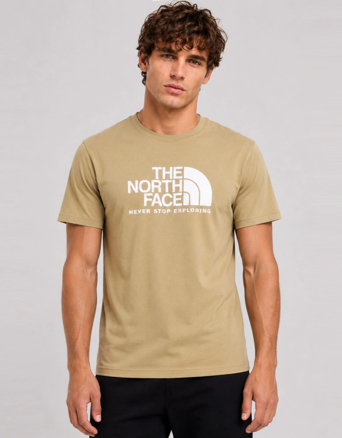 The North Face Mens M New Peak SS T-shirt in Khaki Stone