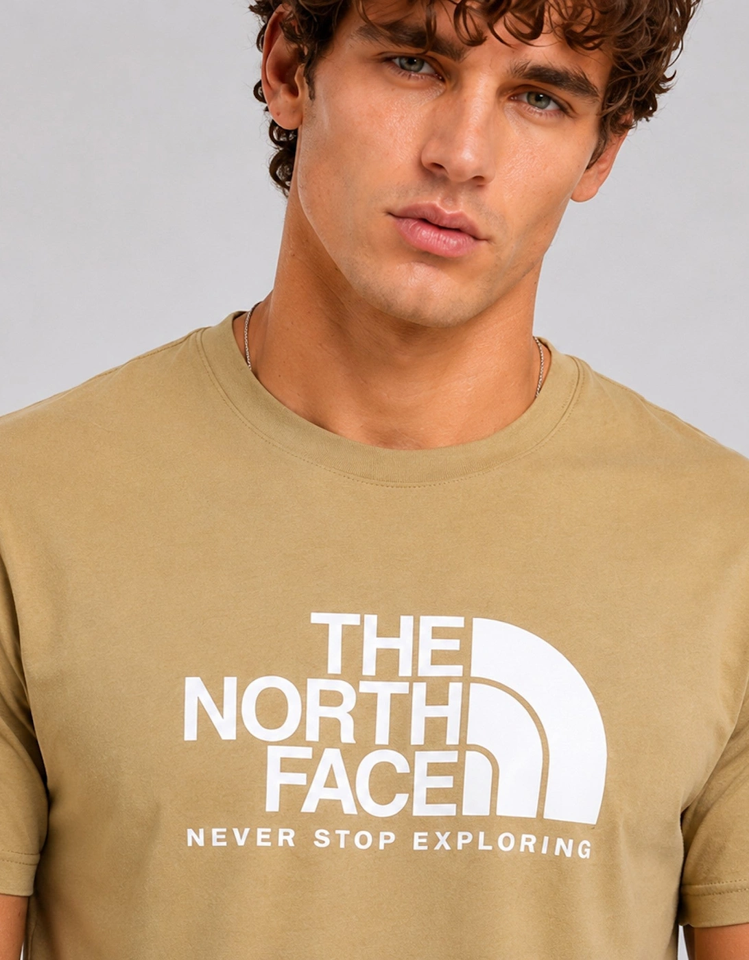 The North Face Mens M New Peak SS T-shirt in Khaki Stone