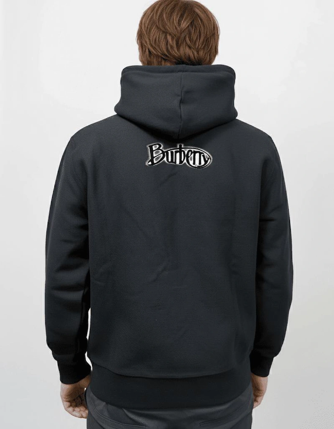 Burberry Archive Rear Felt Logo Hoodie in Black