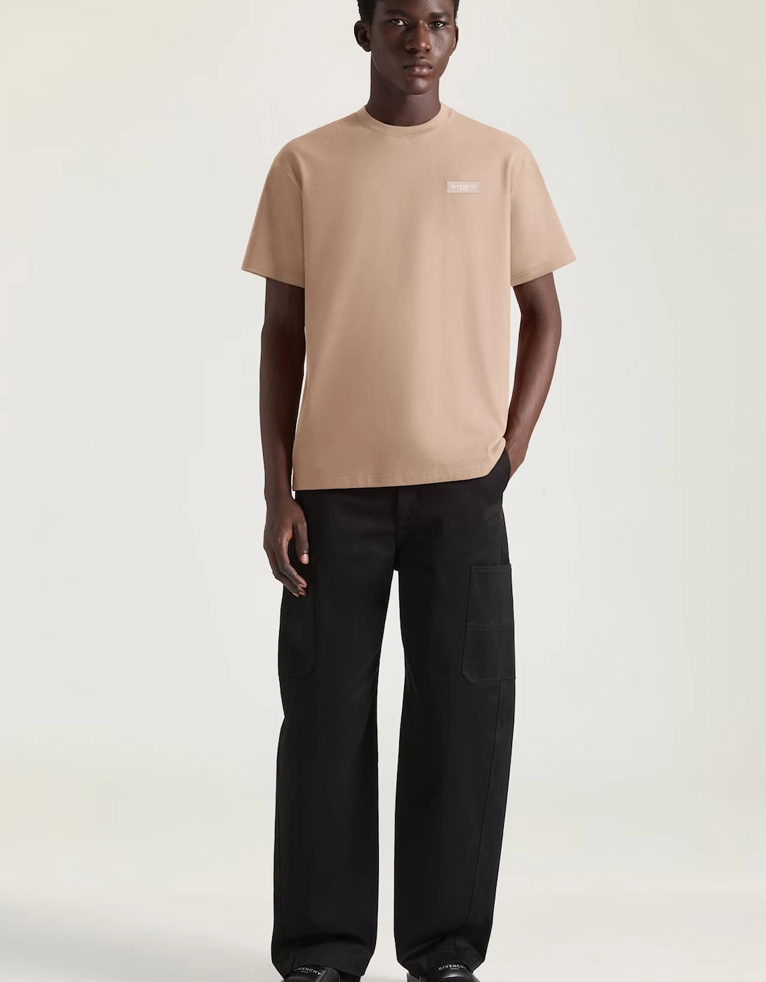 Branded Cotton T Shirt Beige