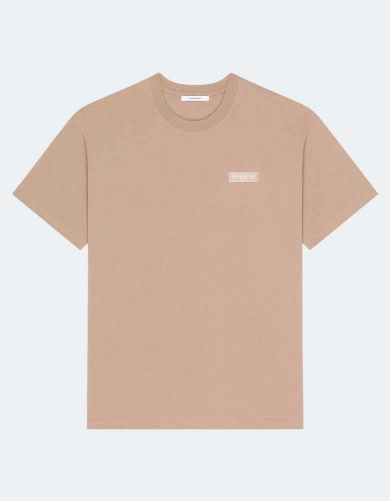 Branded Cotton T Shirt Beige