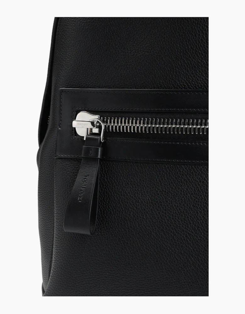 Soft Grain Leather Bucklet Backpack Black