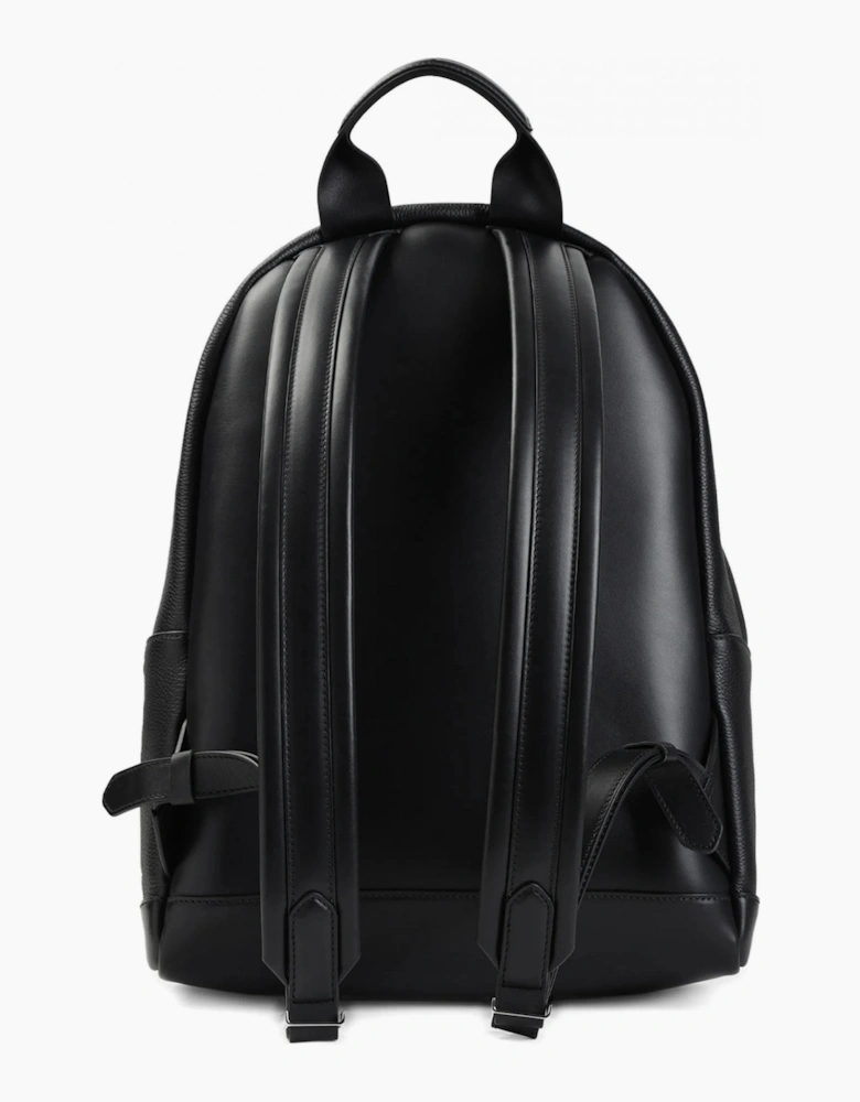 Soft Grain Leather Bucklet Backpack Black