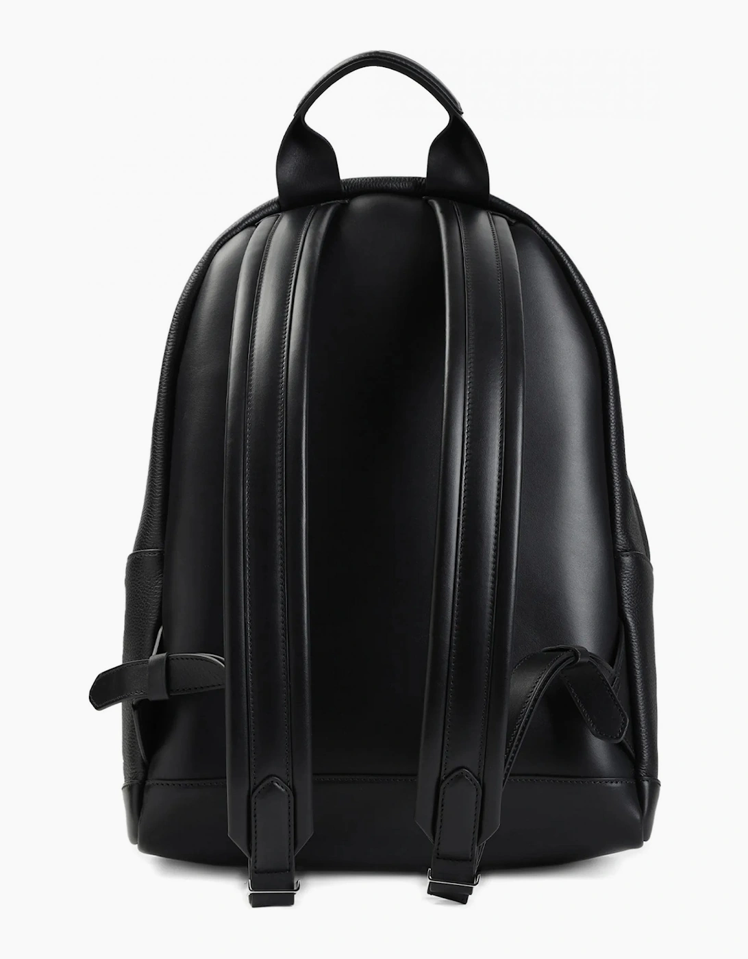 Soft Grain Leather Bucklet Backpack Black