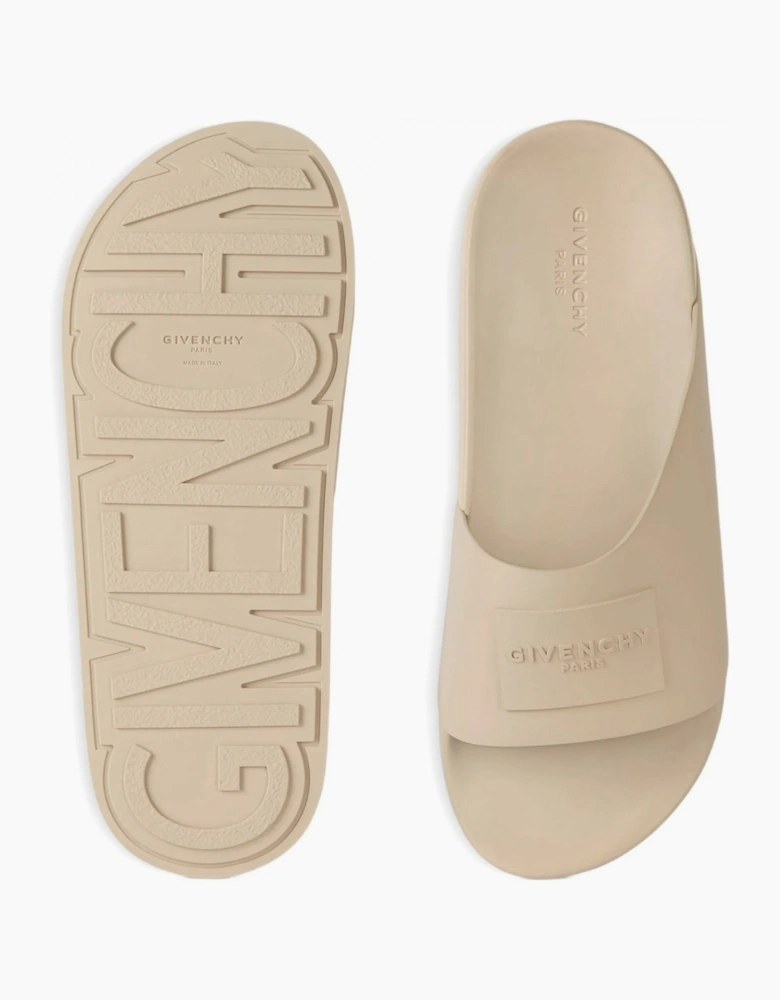 Label Slide Sandal Beige