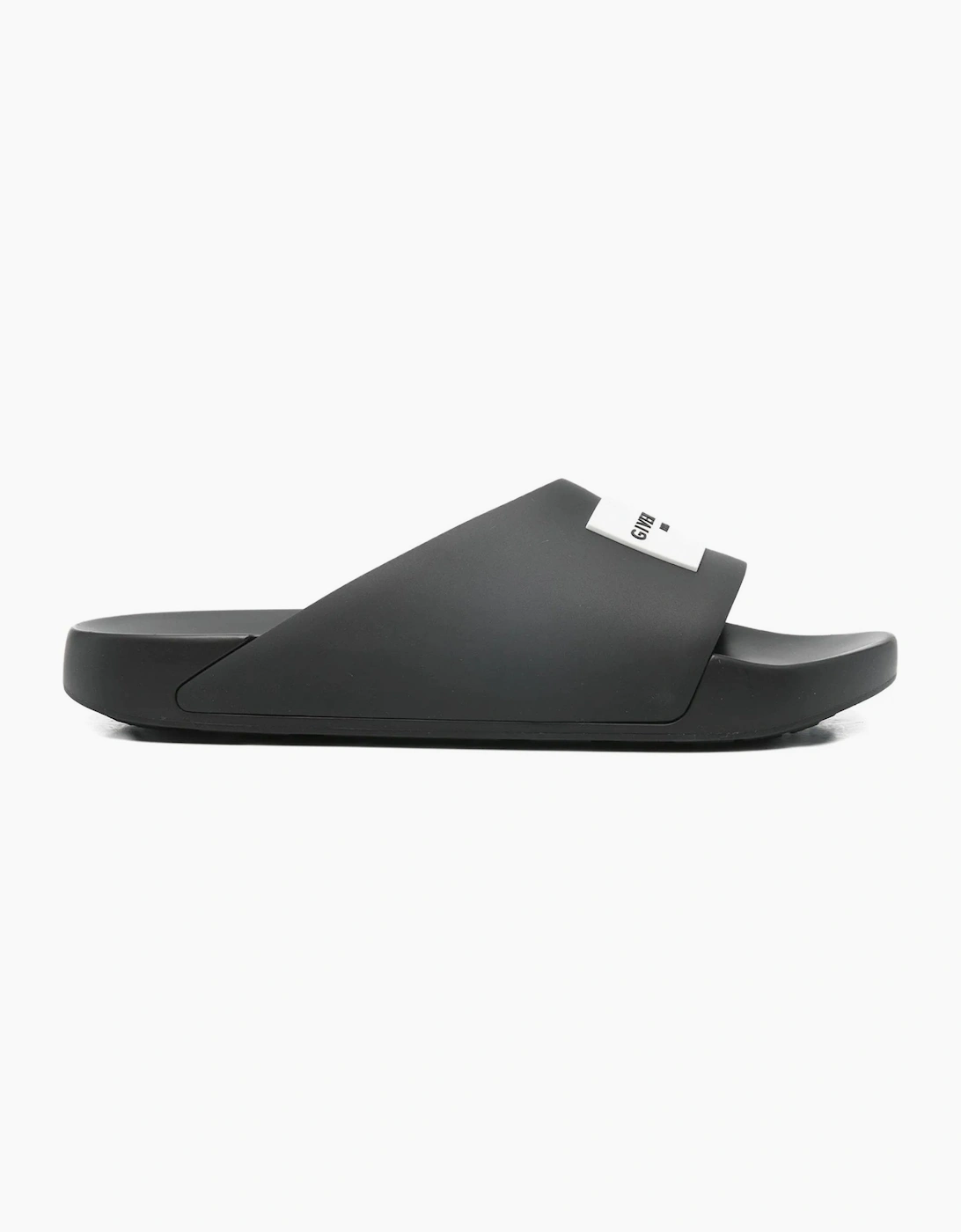 Label Slide Sandal Black