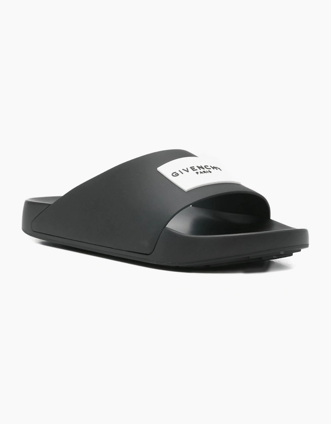 Label Slide Sandal Black