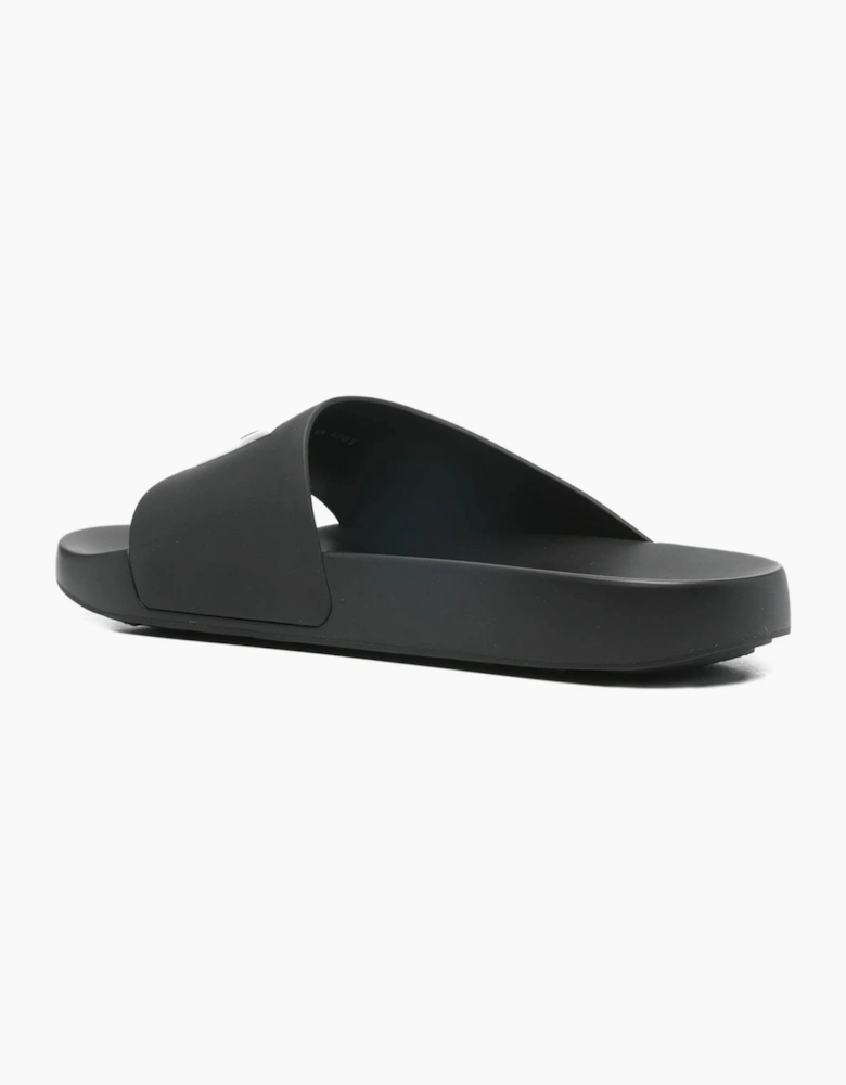 Label Slide Sandal Black