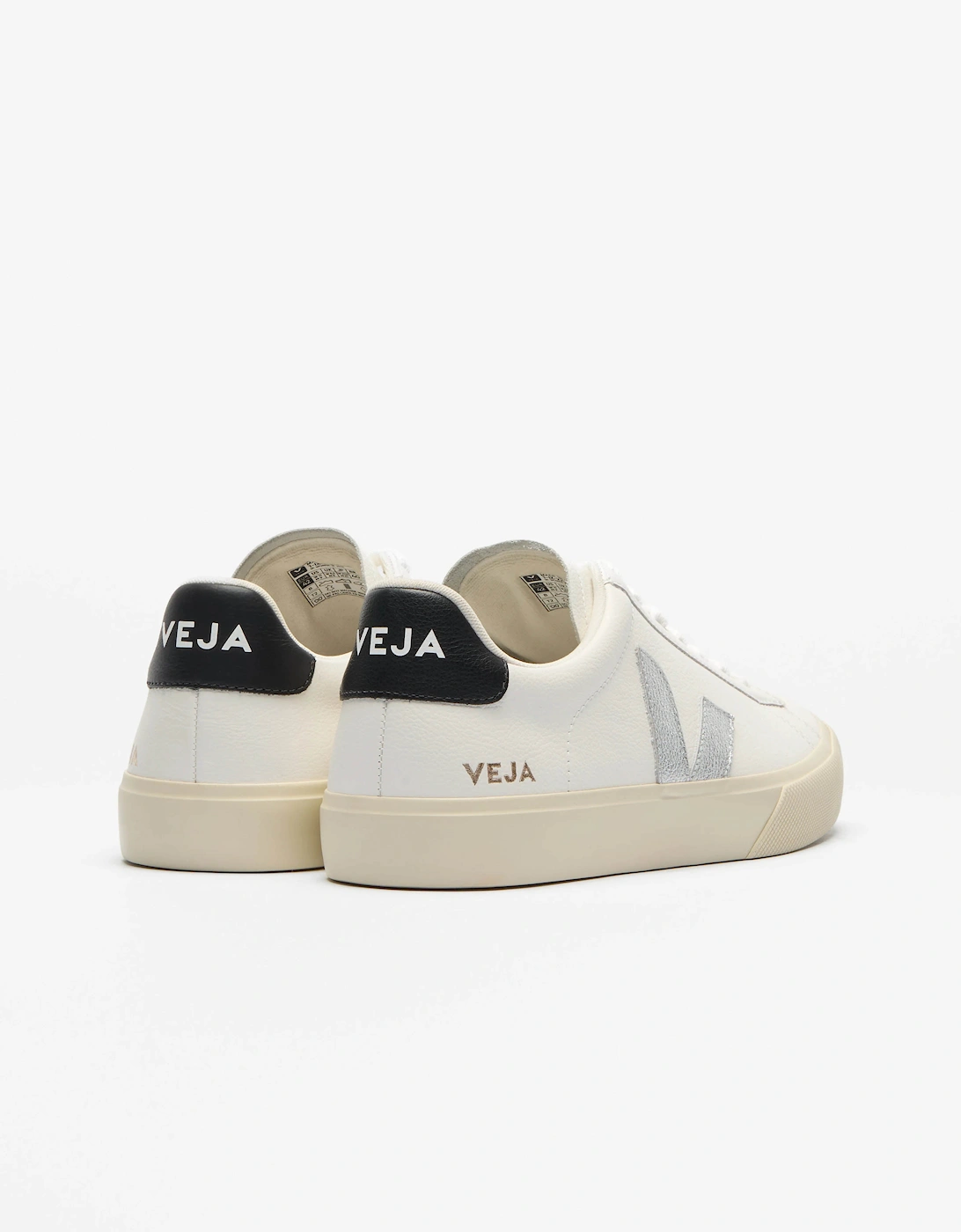 VEJA Campo Leather Womens Trainers - White/Silver/Black