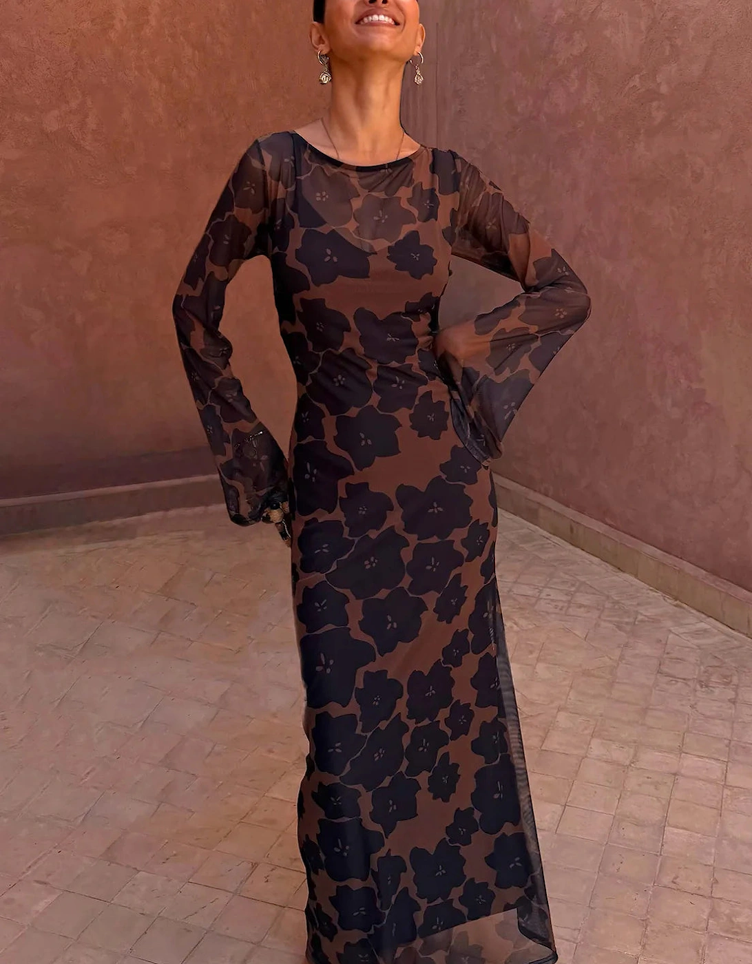 Tan Jaden mesh dress petite, 6 of 5