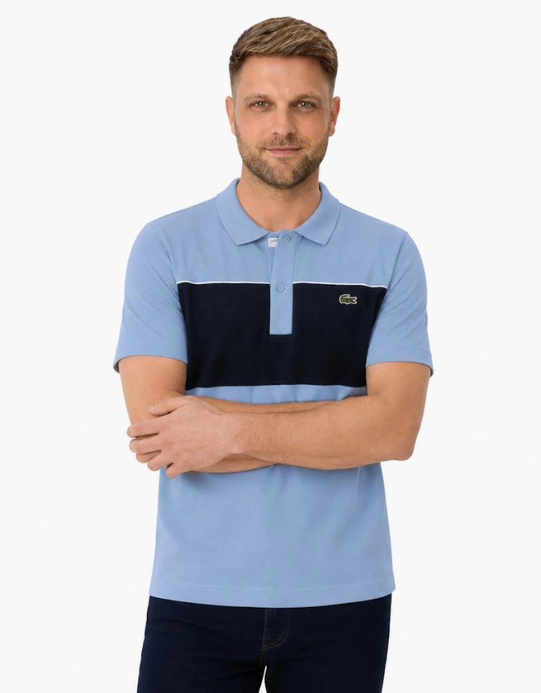 Lacoste Regular Fit Colour-Block Pique Polo Shirt Aphylla Blue/Blackbird