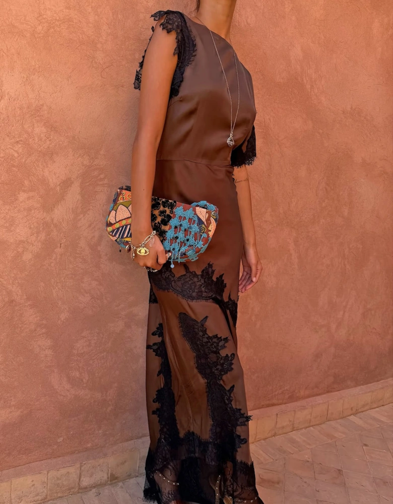 Chocolate and black lace Fearne dress