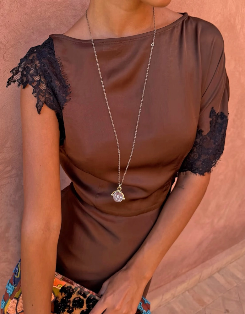 Chocolate and black lace Fearne dress