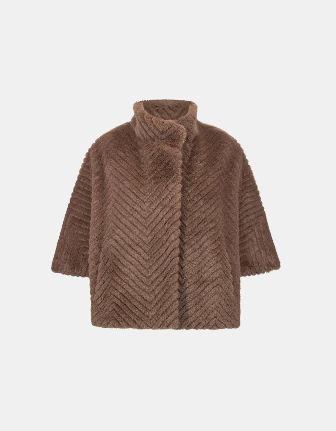 Chevron faux fur cape style jacket