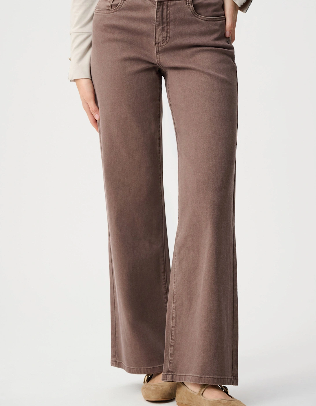 Goldie: classic wide leg feather weave jeans