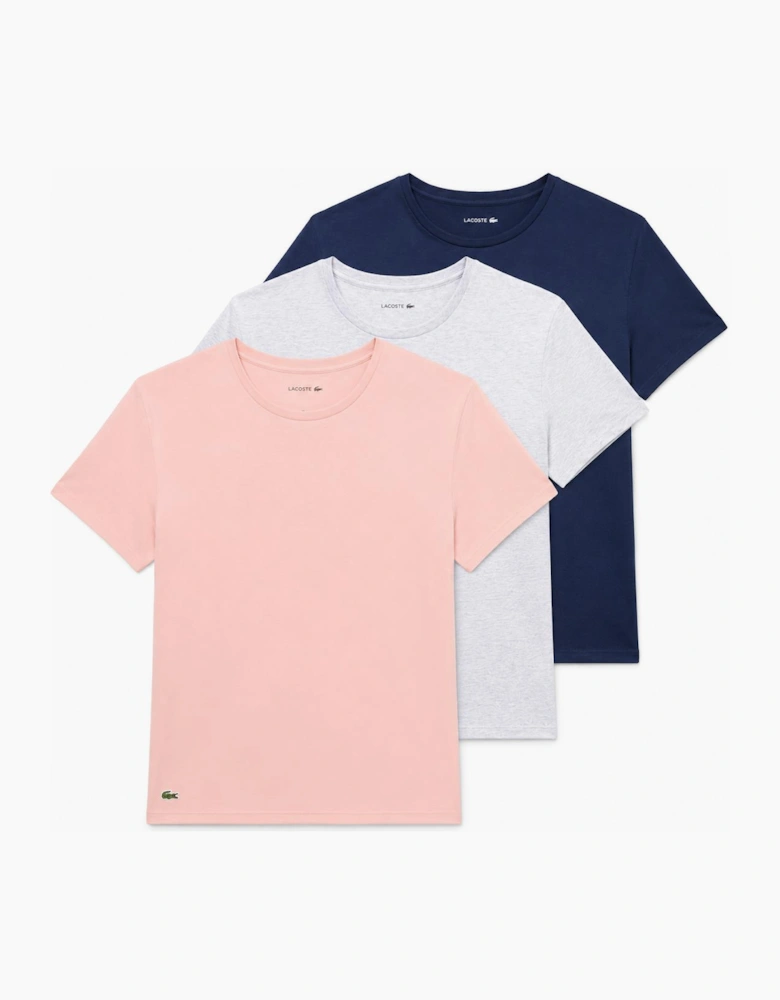 Lacoste 3 Pack Lounge Cotton T-Shirts Miami/Silver Chine/Navy