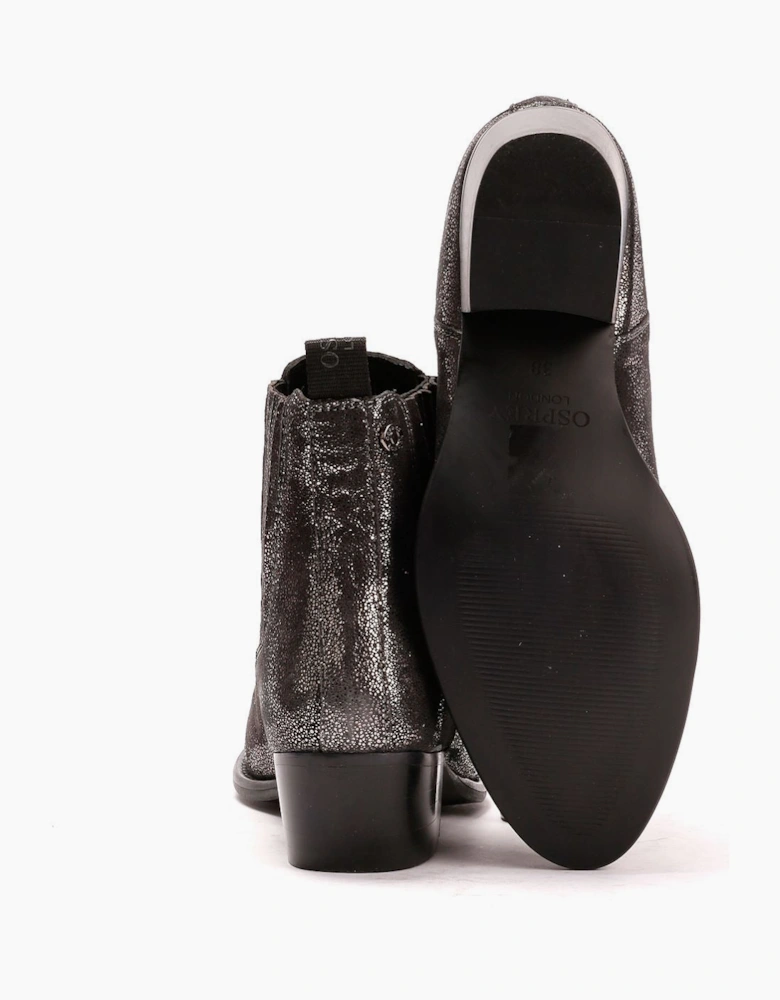 Osprey London The Janey Leather Women's Gunmetal Ankle Boots