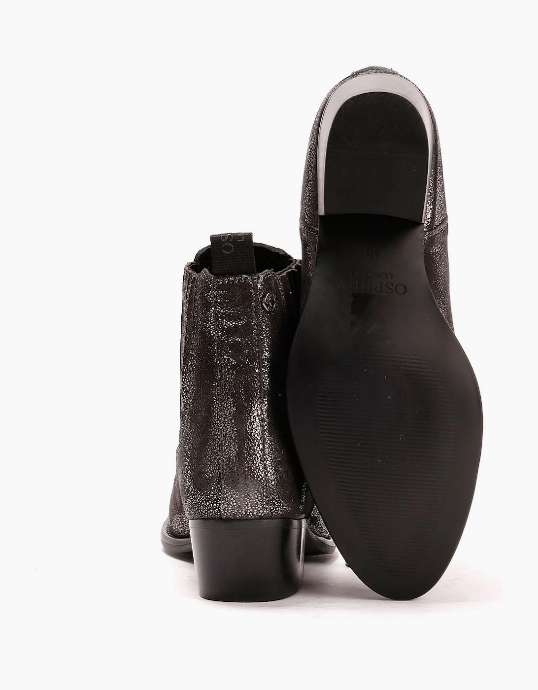 Osprey London The Janey Leather Women's Gunmetal Ankle Boots