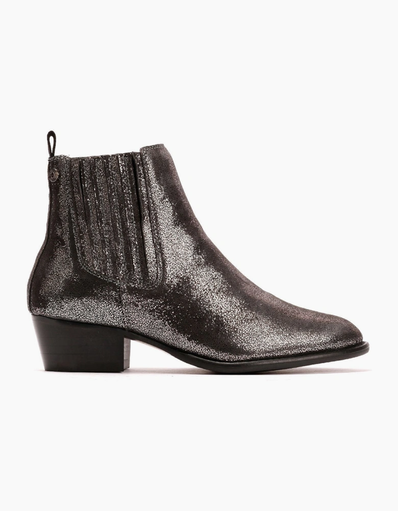 Osprey London The Janey Leather Women's Gunmetal Ankle Boots