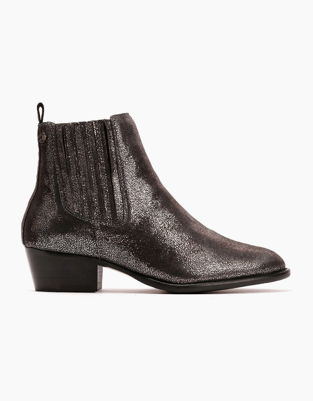 Osprey London The Janey Leather Women's Gunmetal Ankle Boots