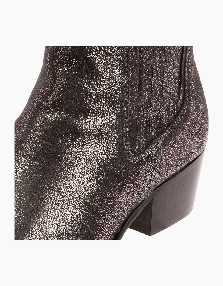 Osprey London The Janey Leather Women's Gunmetal Ankle Boots