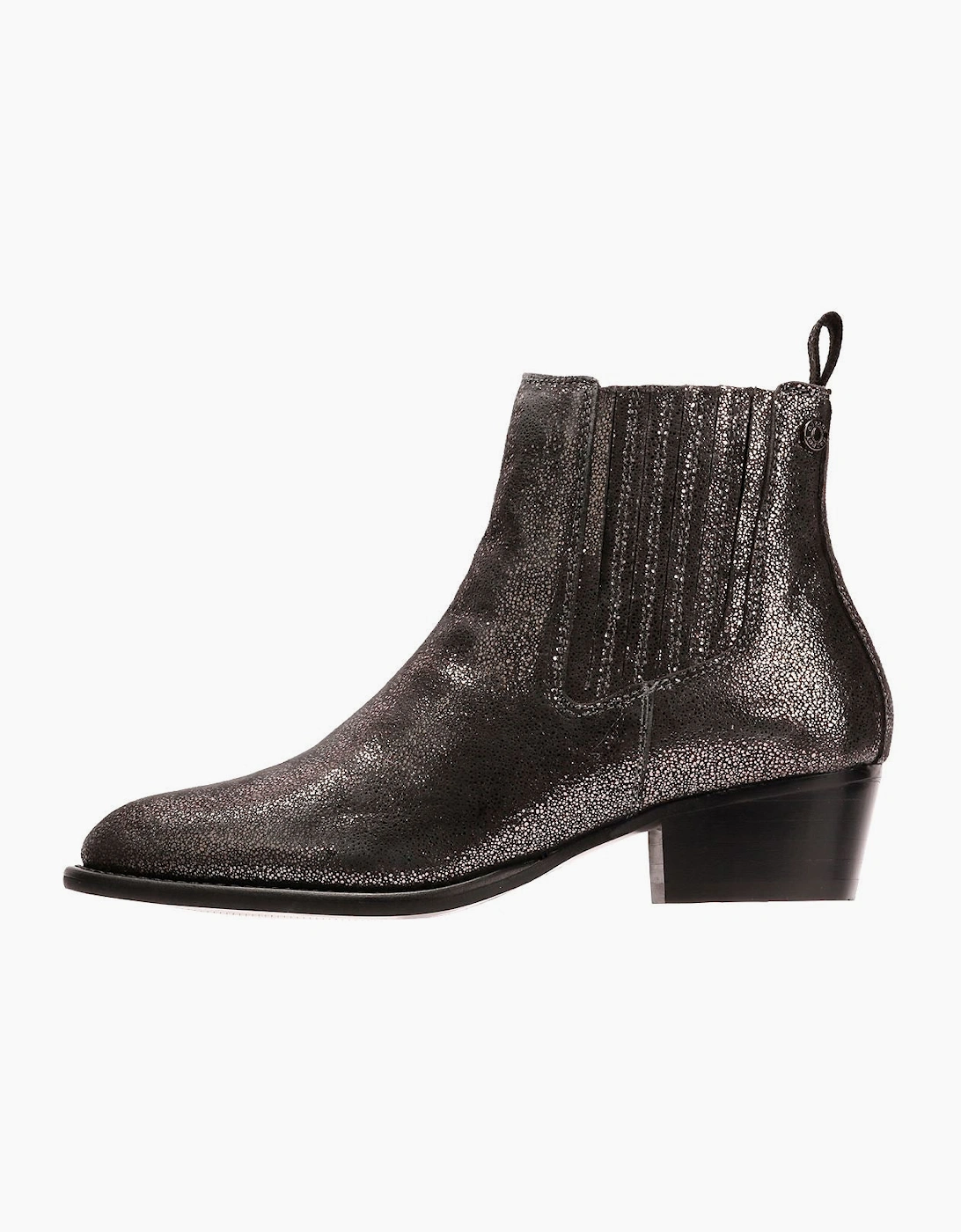Osprey London The Janey Leather Women's Gunmetal Ankle Boots
