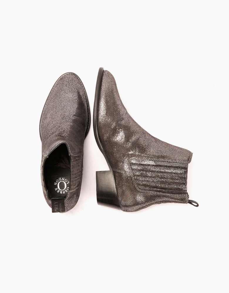 Osprey London The Janey Leather Women's Gunmetal Ankle Boots