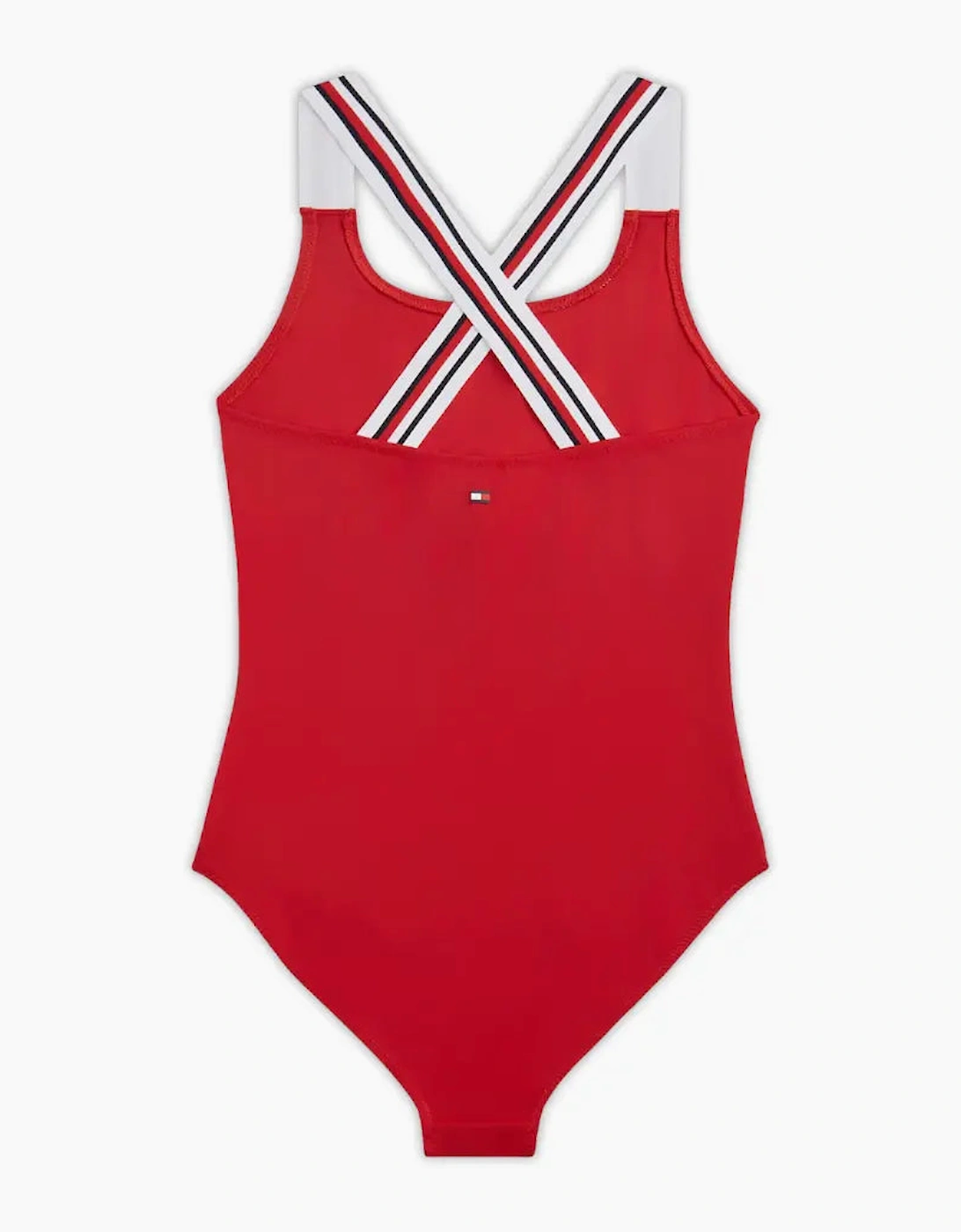 Girls Global Stripe Cross-Back Swimsuit, Primary Red