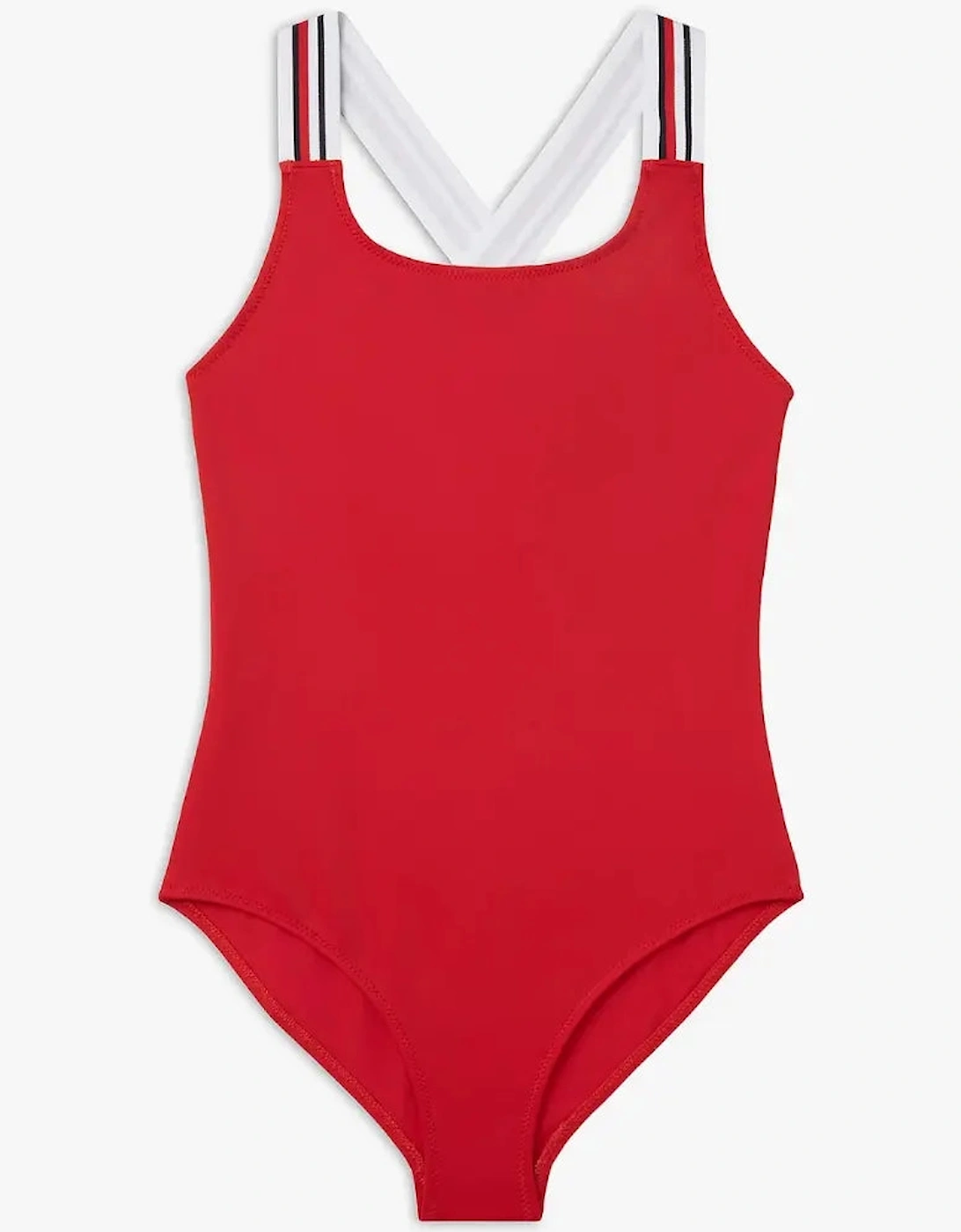 Tommy Hilfiger Girls Red  Global Stripe Cross-Back Swimsuit, Primary - Size 12 Years/13 Years/14 Years Kids