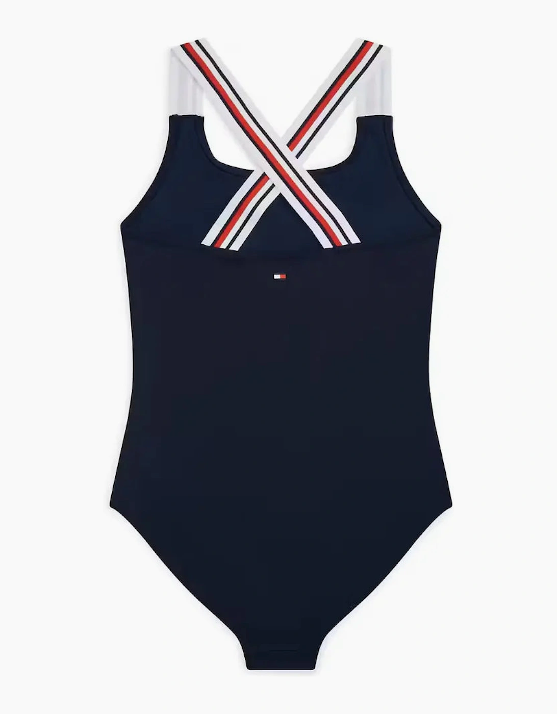 Girls Global Stripe Cross-Back Swimsuit, Dark Night Navy