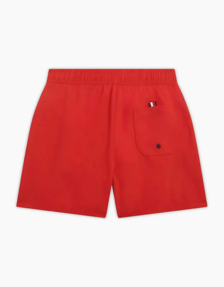 Boys Global Stripe Swim Shorts, Primary Red