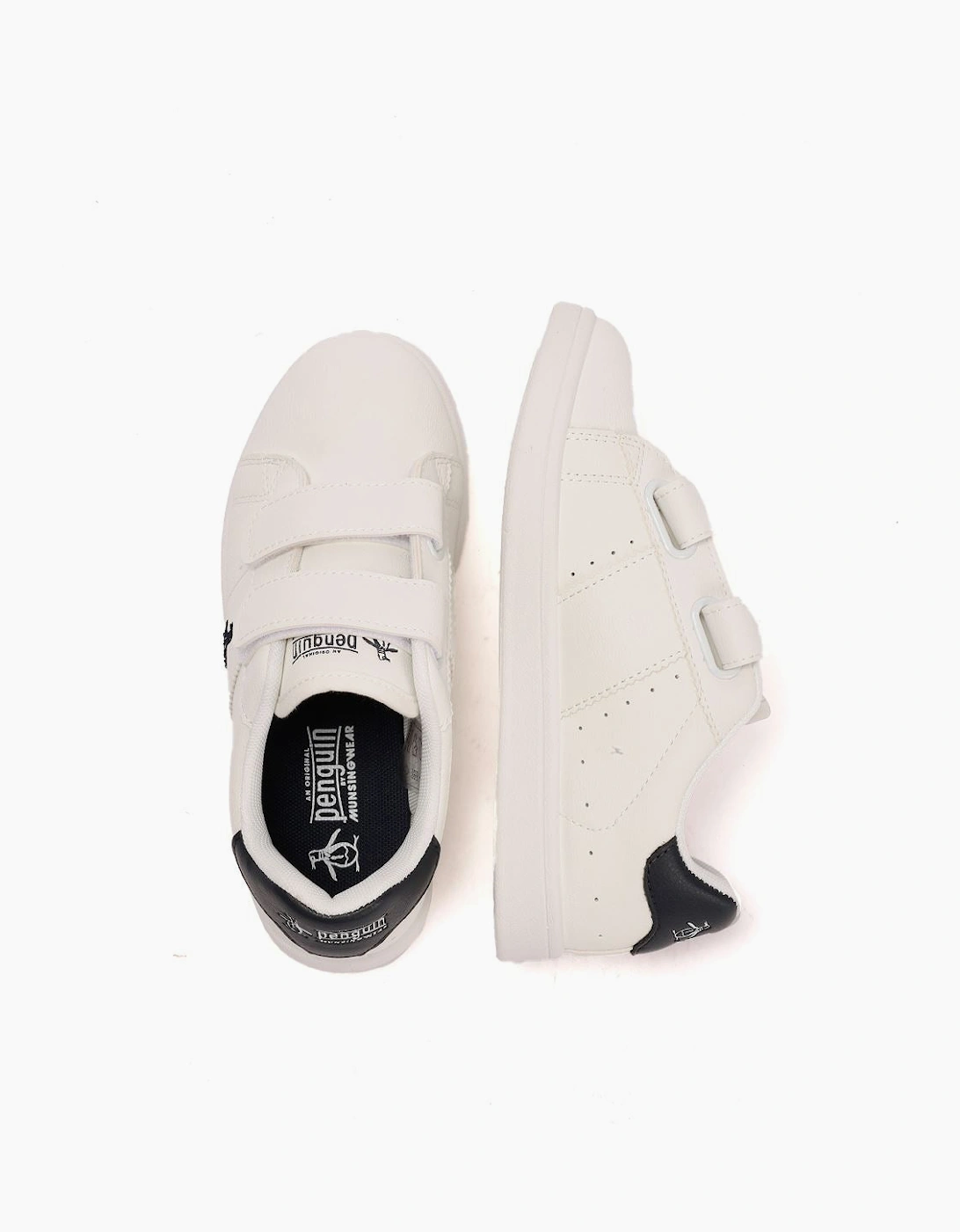 Penguin Junior Marble White/Navy Trainers