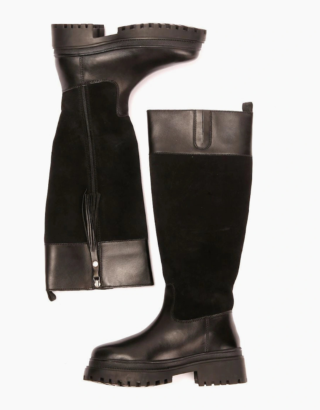 Osprey London The Bramble Tall Leather Women's Black Boots