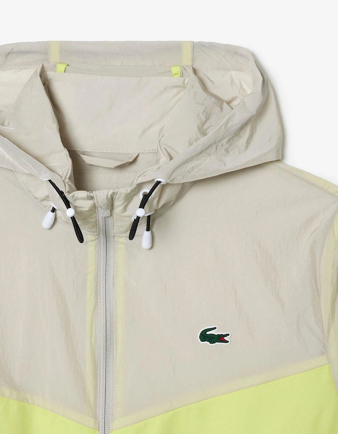 Color Block Hooded Drawstring Rain Jacket with Logo