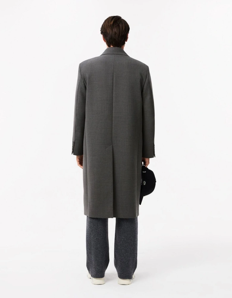 Solid Patterned Collared Neck Over Coat