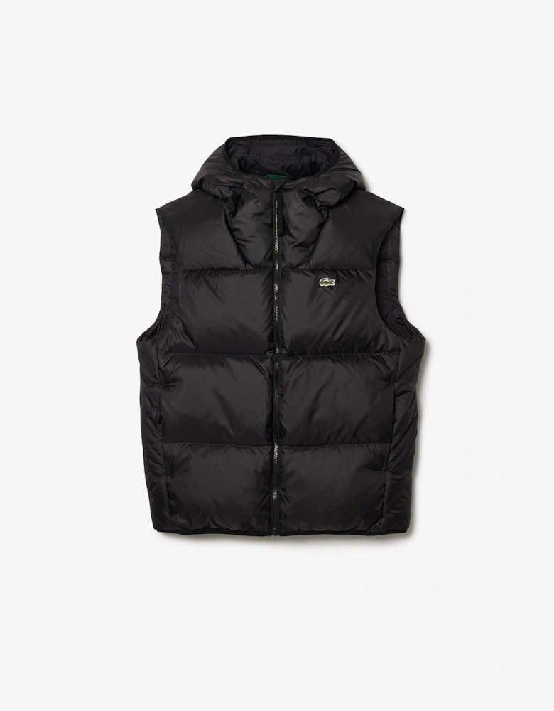Solid Patterned Embossed Logo Hooded Puffer Coat