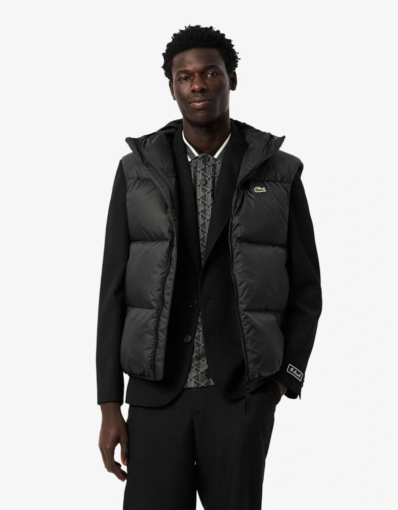 Solid Patterned Embossed Logo Hooded Puffer Coat