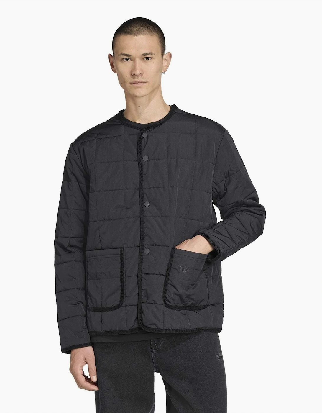 Solid Patterned Snap Button Jacket