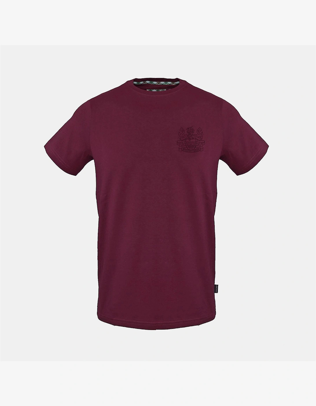 Aquascutum Men's Red Crew Neck Short Sleeve Regular Fit T-Shirt - Size 42