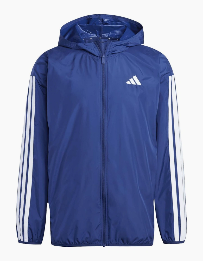 Hooded Neck Windbreaker with Side Stripes and Bold Logo