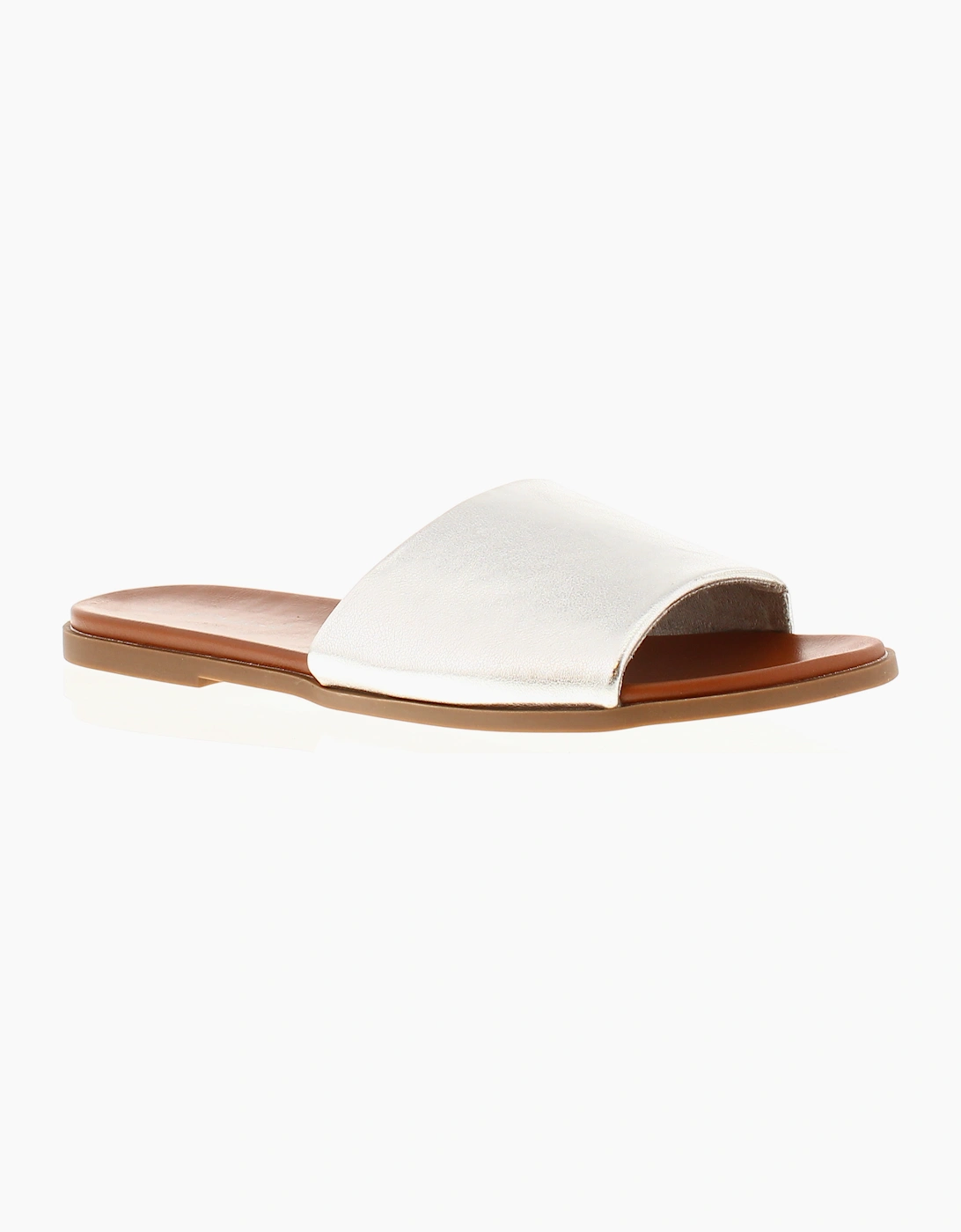 Platino Womens Flat Sandals Selene Slip On silver UK Size