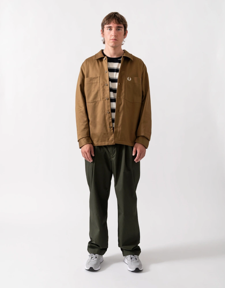 Fred Perry Mens Twill Overshirt - Shaded Stone P96