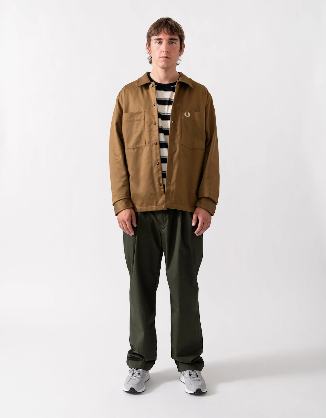 Fred Perry Mens Twill Overshirt - Shaded Stone P96