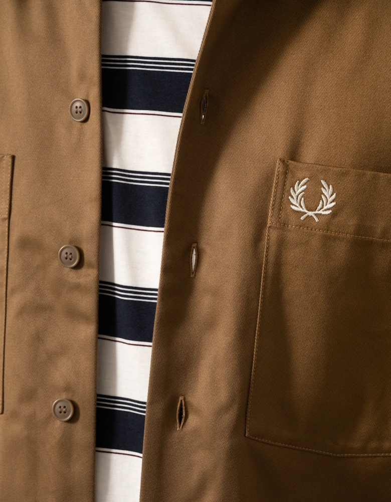 Fred Perry Mens Twill Overshirt - Shaded Stone P96