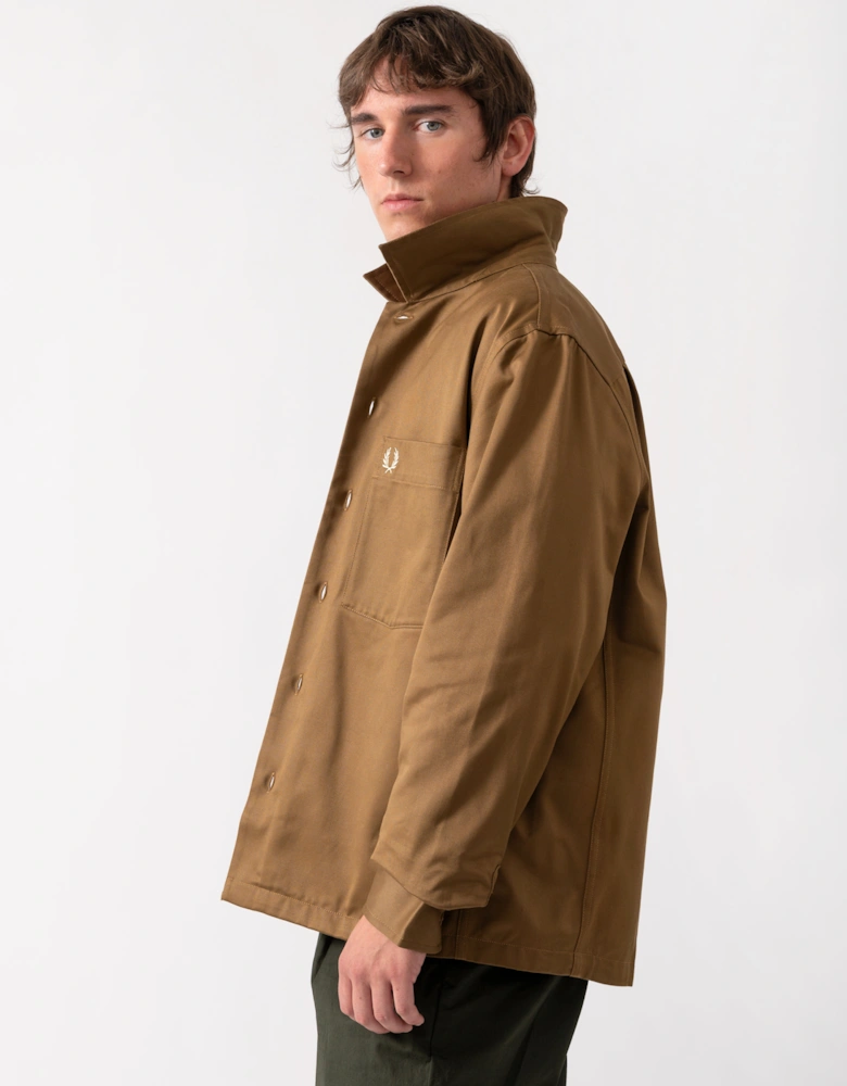 Fred Perry Mens Twill Overshirt - Shaded Stone P96
