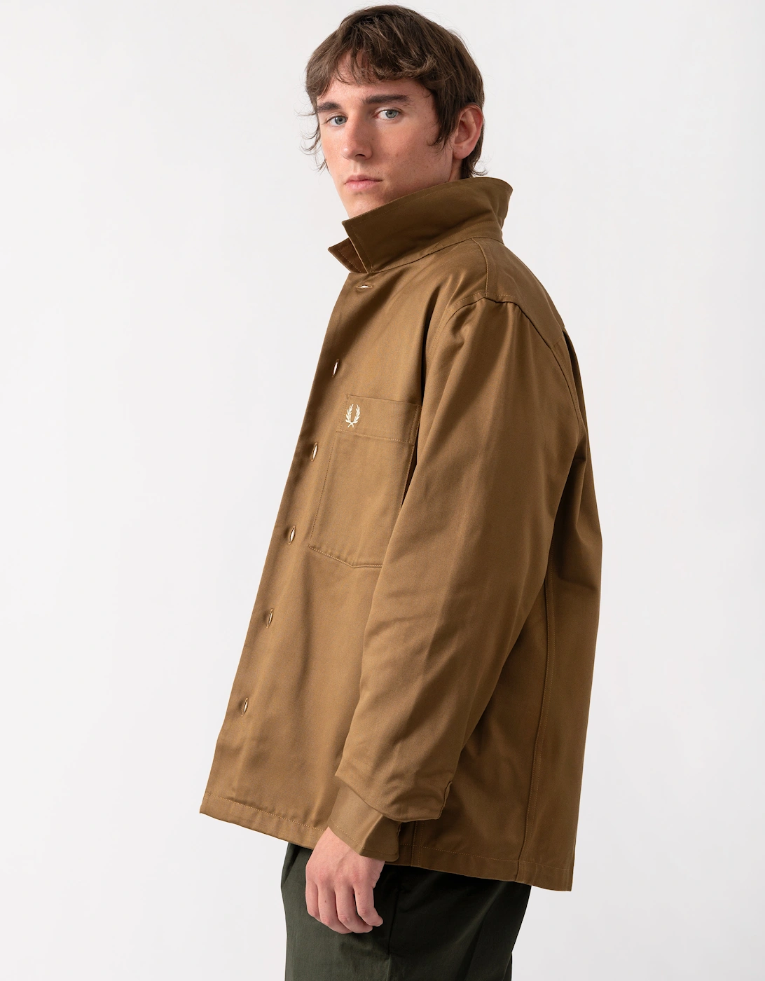 Fred Perry Mens Twill Overshirt - Shaded Stone P96
