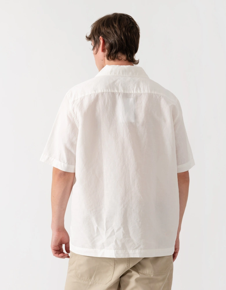 Fred Perry Mens Linen Blend Revere Collar Shirt - Snow White 129