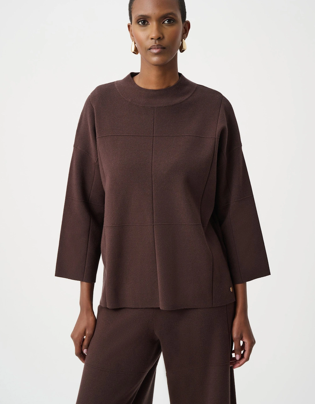 Brushed viscose straight sweater with mock neck, 5 of 4